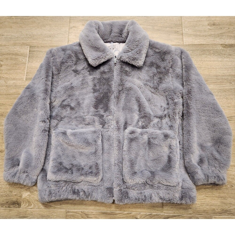 UGG Women's Kianna Luxurious Faux Fur Coat/Jacket Gray Size Large